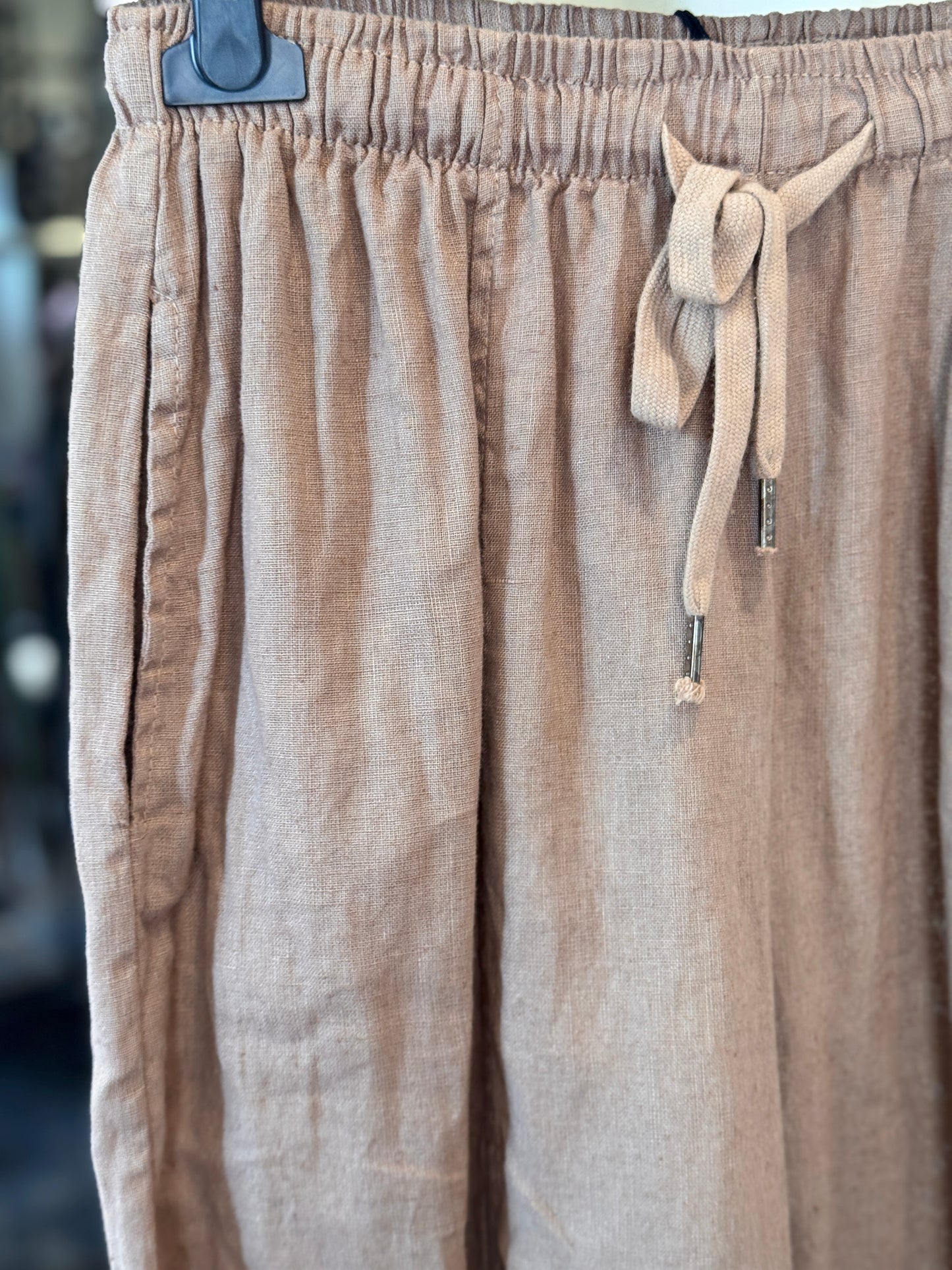Pantalone in lino baloon tabacco in taglia unica 2930