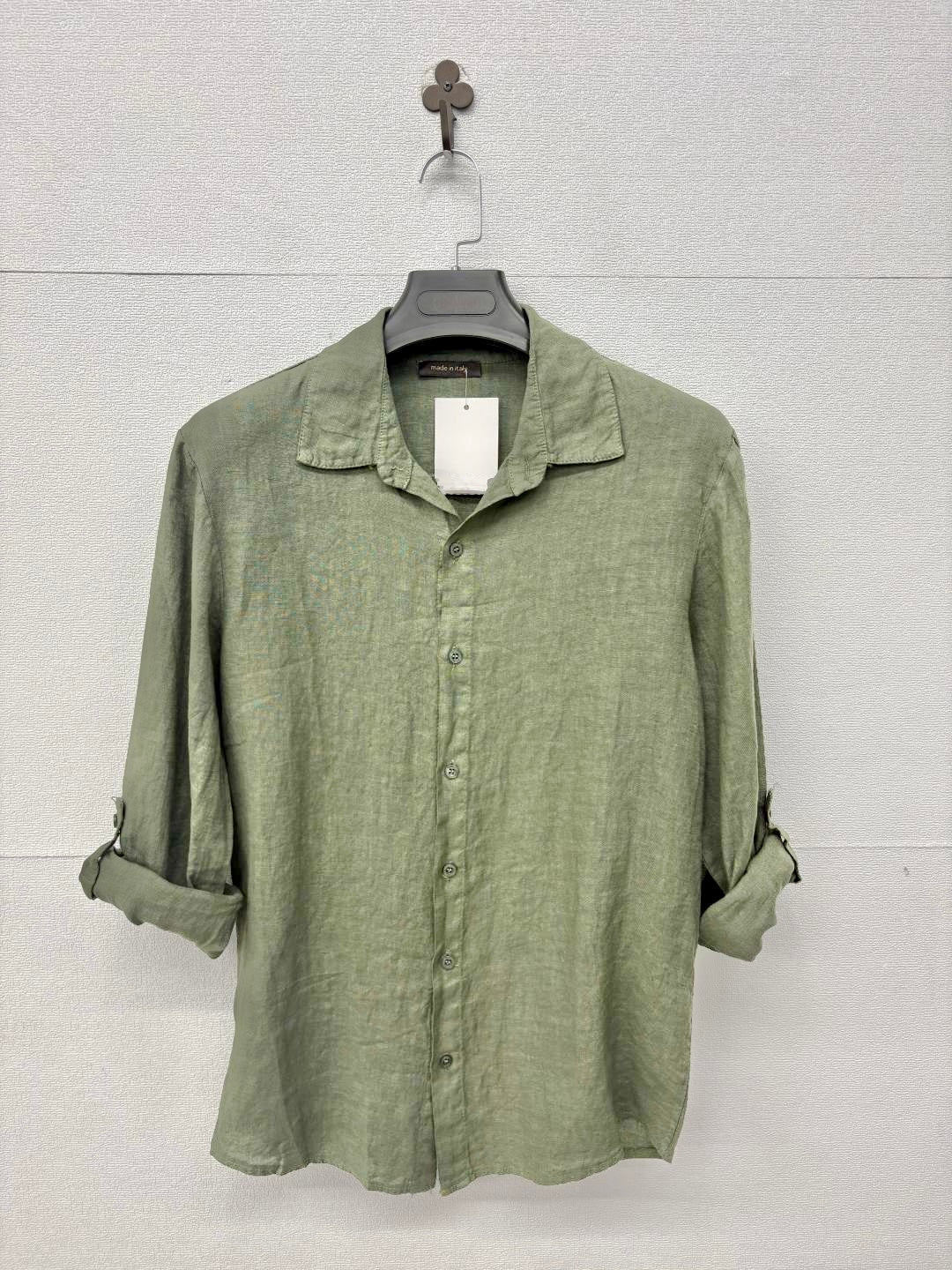 Camicia in lino verde militare 2458