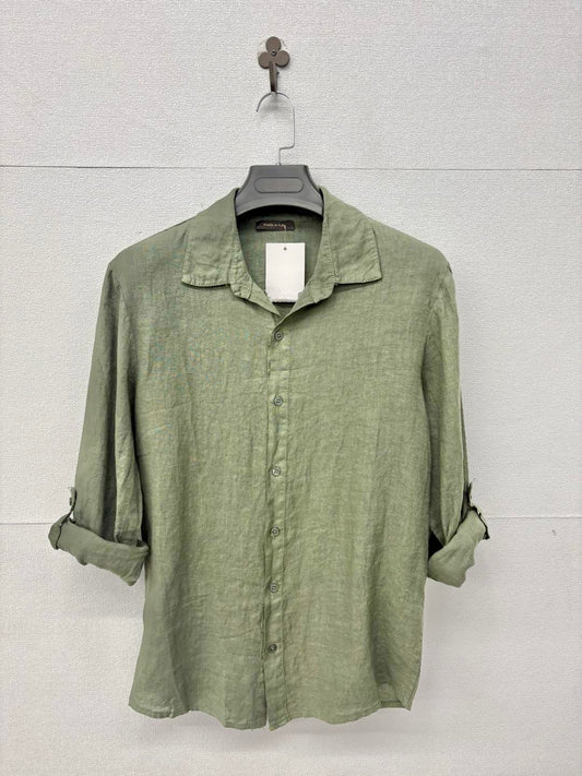 Camicia in lino verde militare 2458