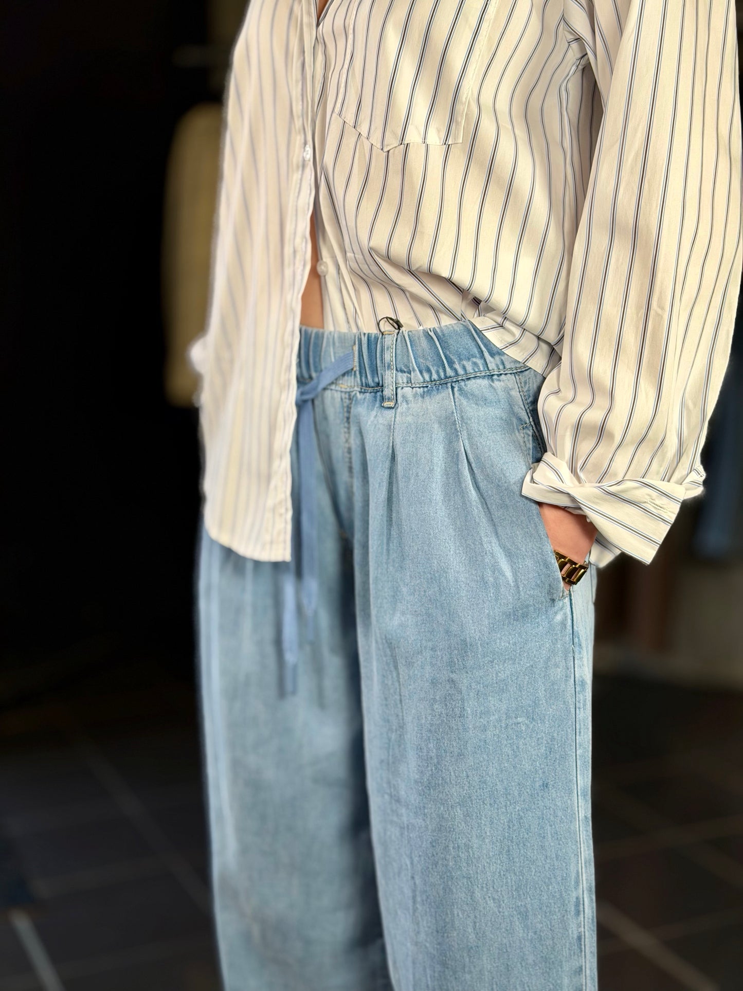 Jeans a palazzo morbido con coulisse 2195