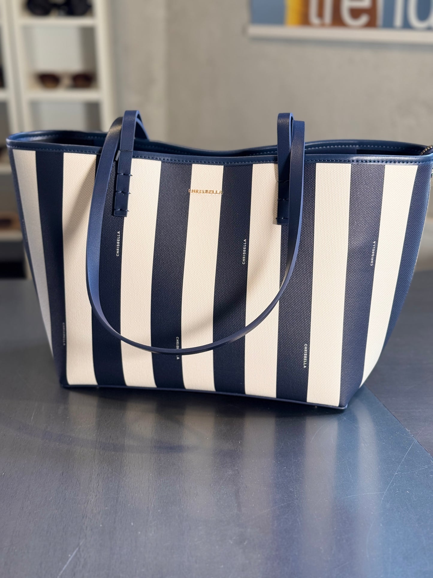 Shopper a righe blu e bianche 2571