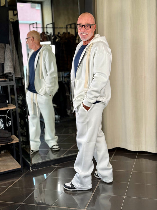 Completo tuta (felpa + pantalone) bianco 2307