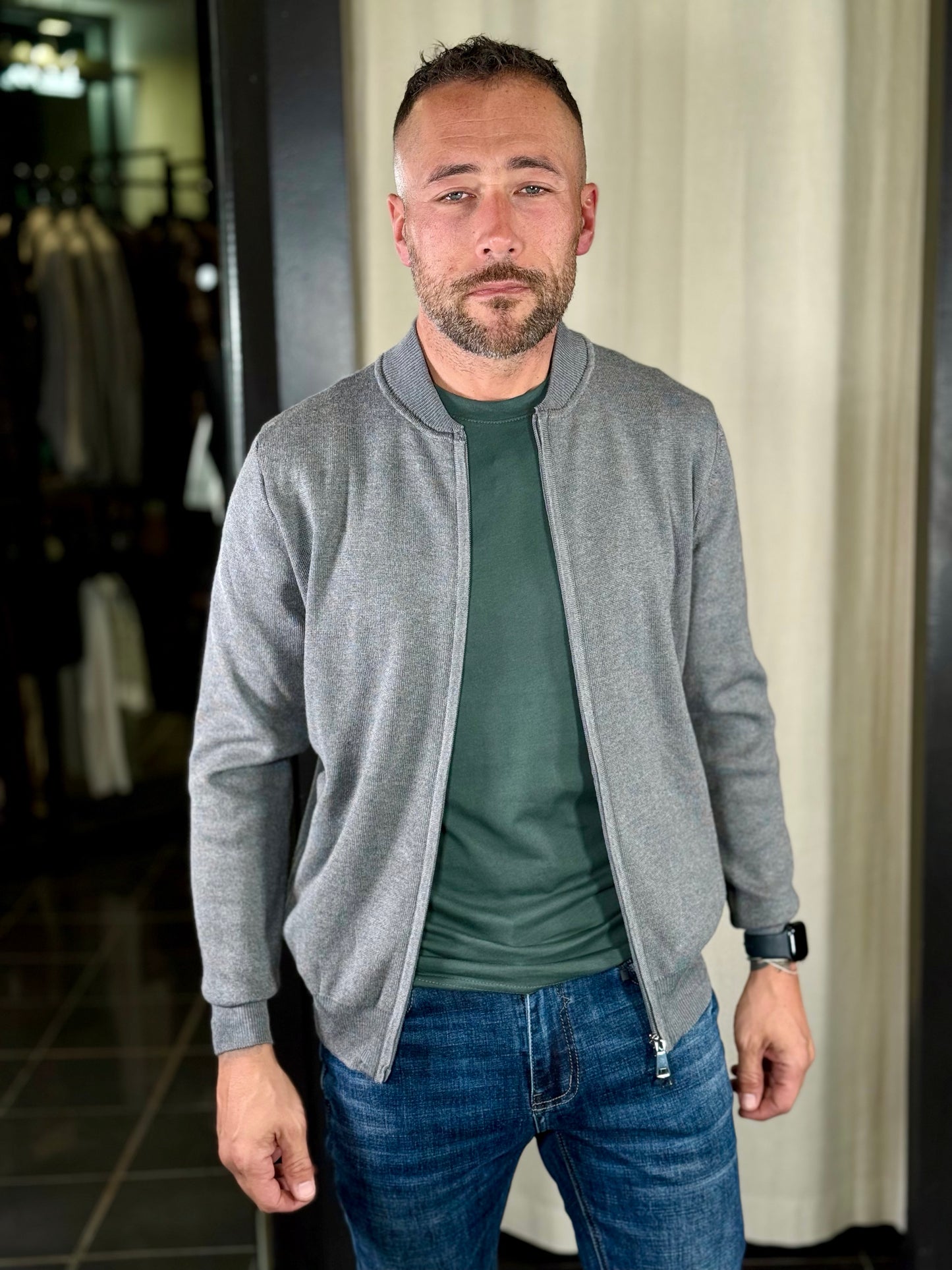 Maglia zip grigia 2335