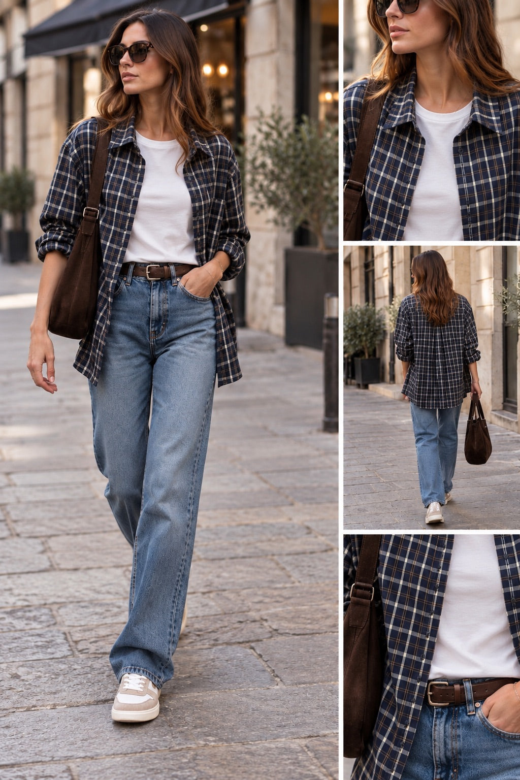 Camicia scozzese blu in taglia unica