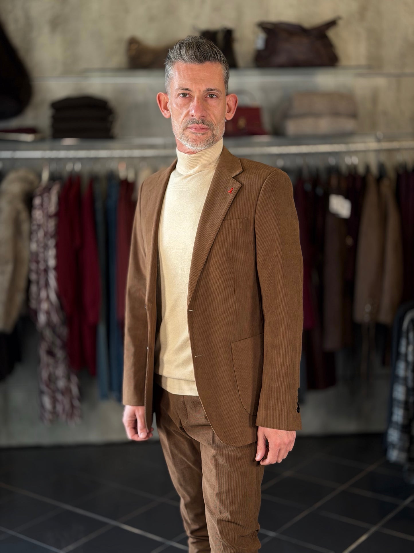 Abito (Giacca + Pantalone) effetto velluto marrone 2583