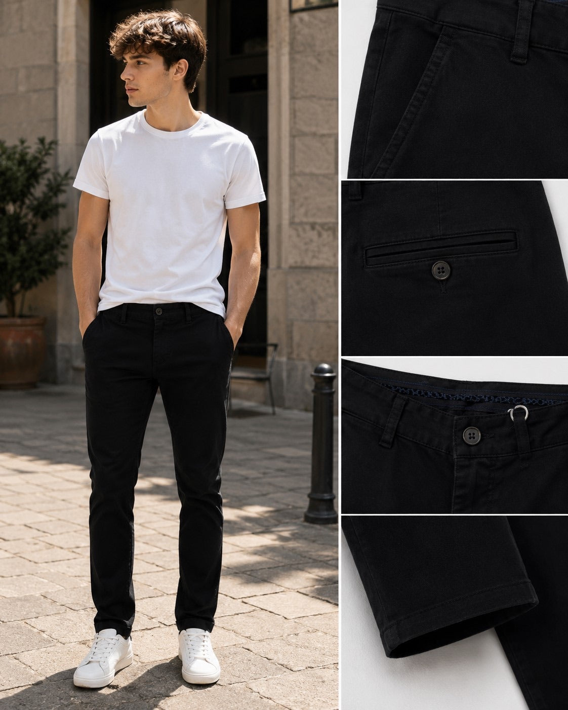 Pantalone slim nero