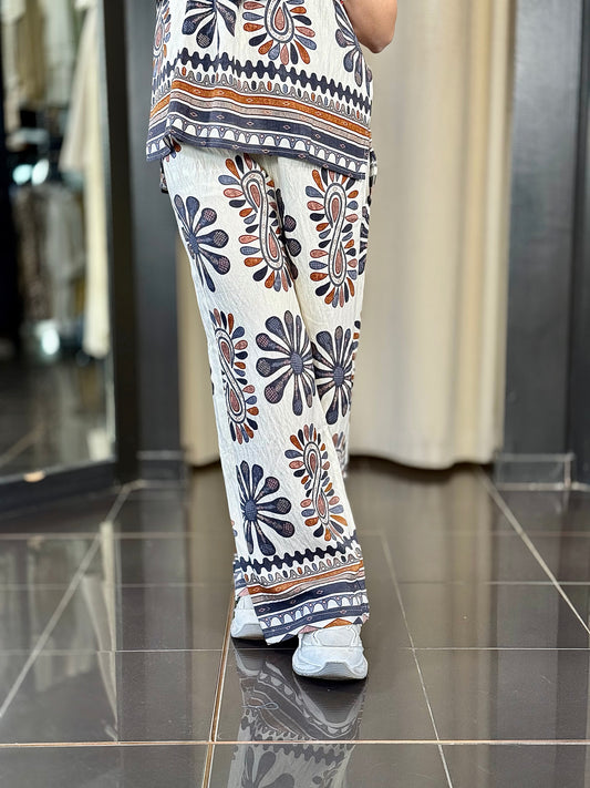 Pantalone fantasia cashmire a palazzo 428