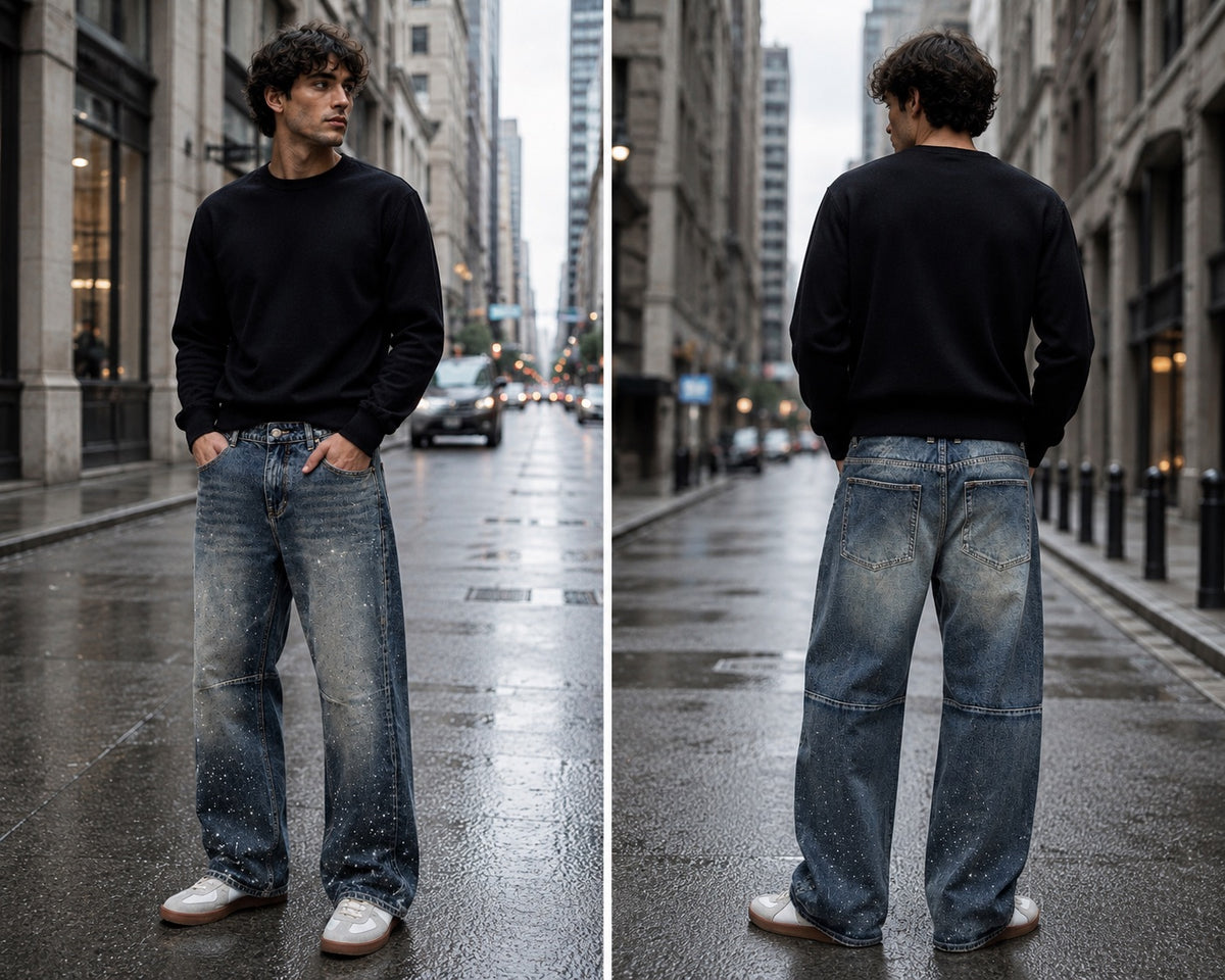 Jeans baloon con brillantini