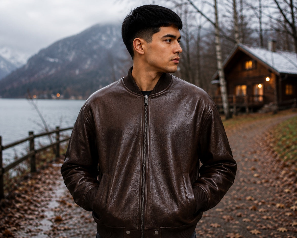 Bomber in similpelle bordeaux