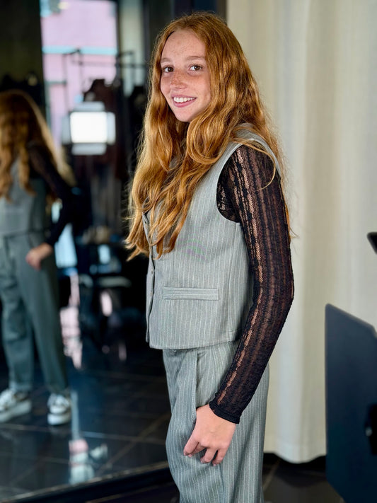 Gilet gessato grigio in taglia unica 2209