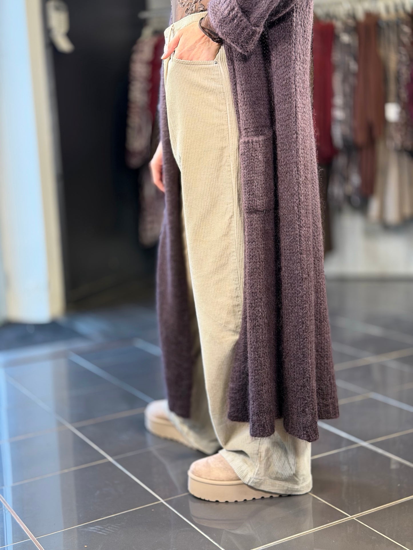 Maxi cardigan marrone lungo in taglia unica 2429