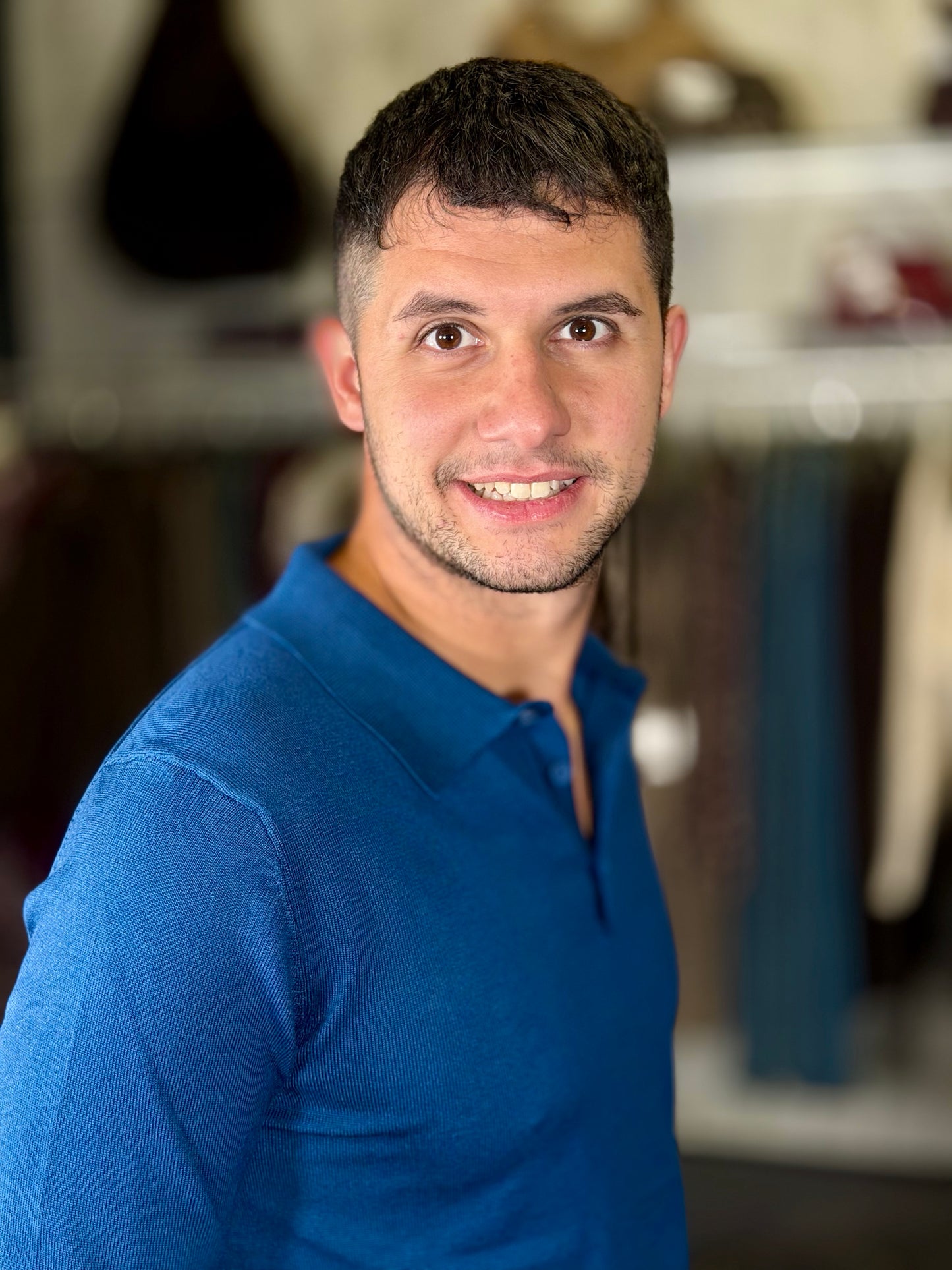 Polo in maglia a maniche lunghe blu 2326