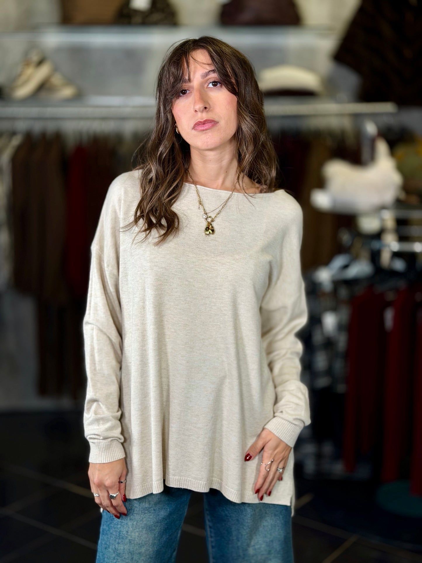 Maglioncino oversize beige in taglia unica 2189