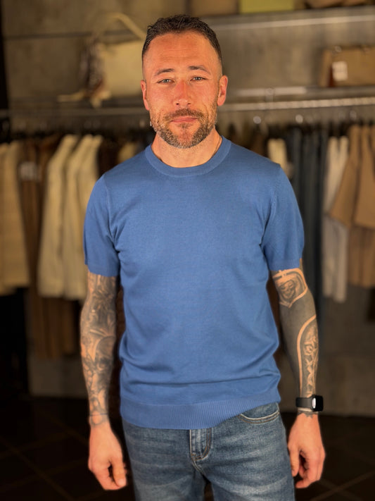 T-shirt girocollo bluette in filo 2110