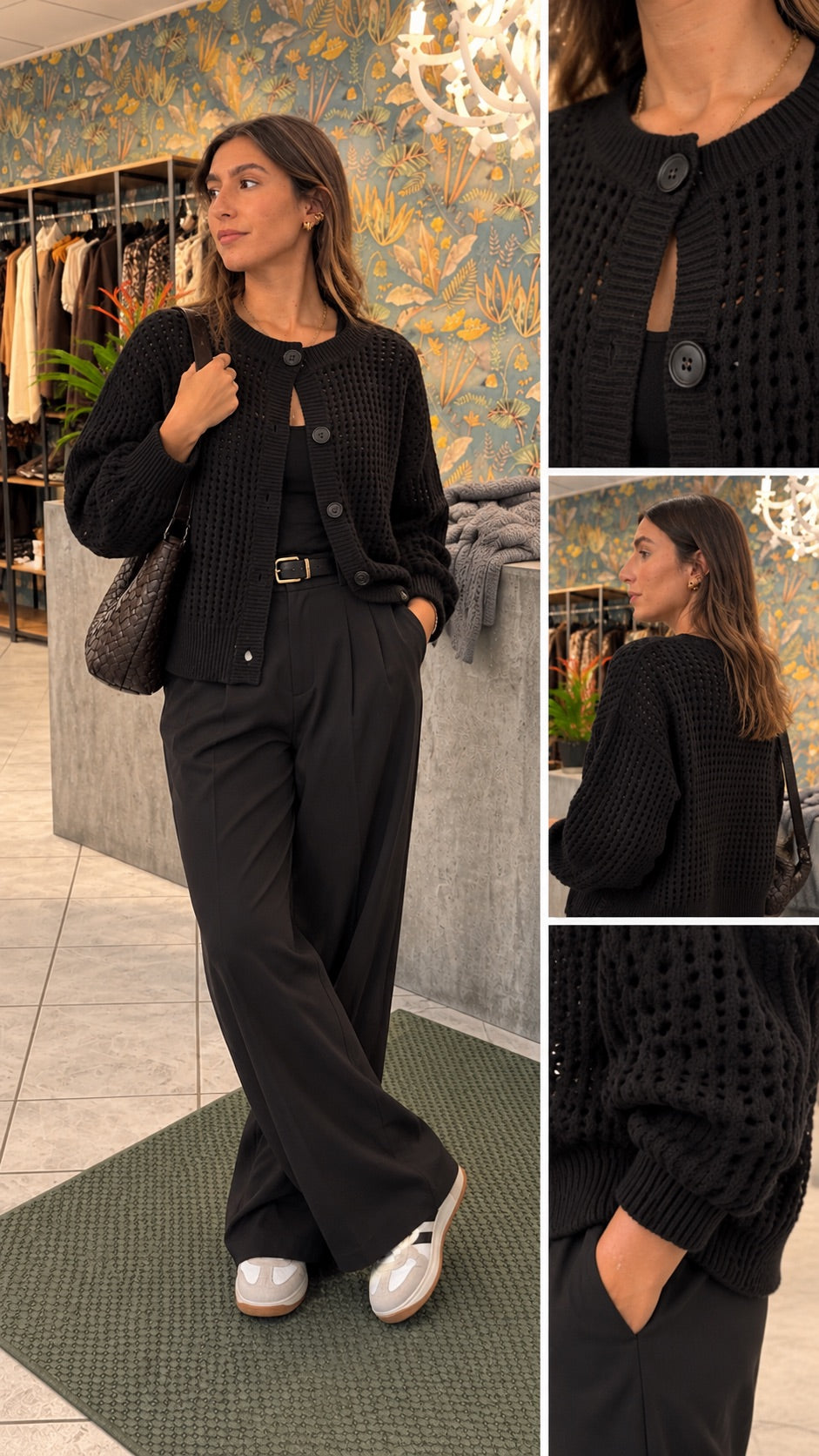 Cardigan traforato nero