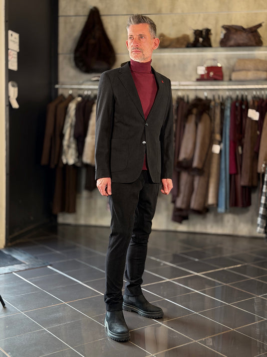 Abito (Giacca + Pantalone) effetto velluto nero 2582