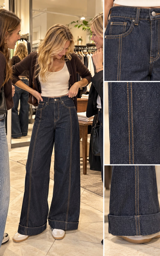 Jeans wide leg blu