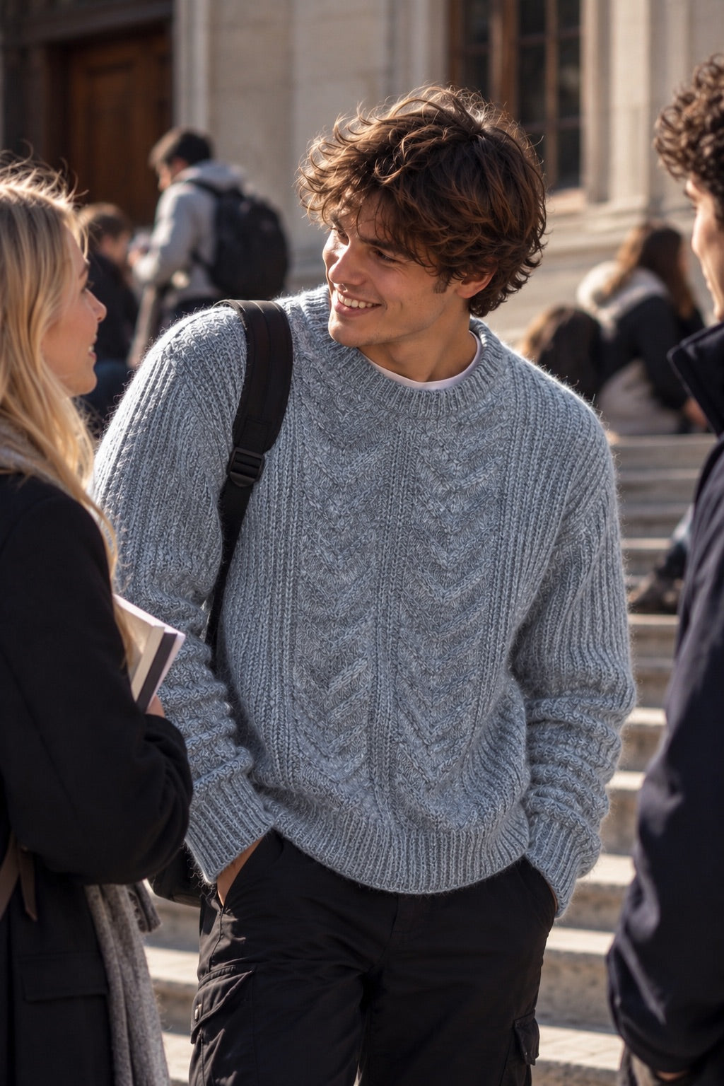 Maglione a coste grigio