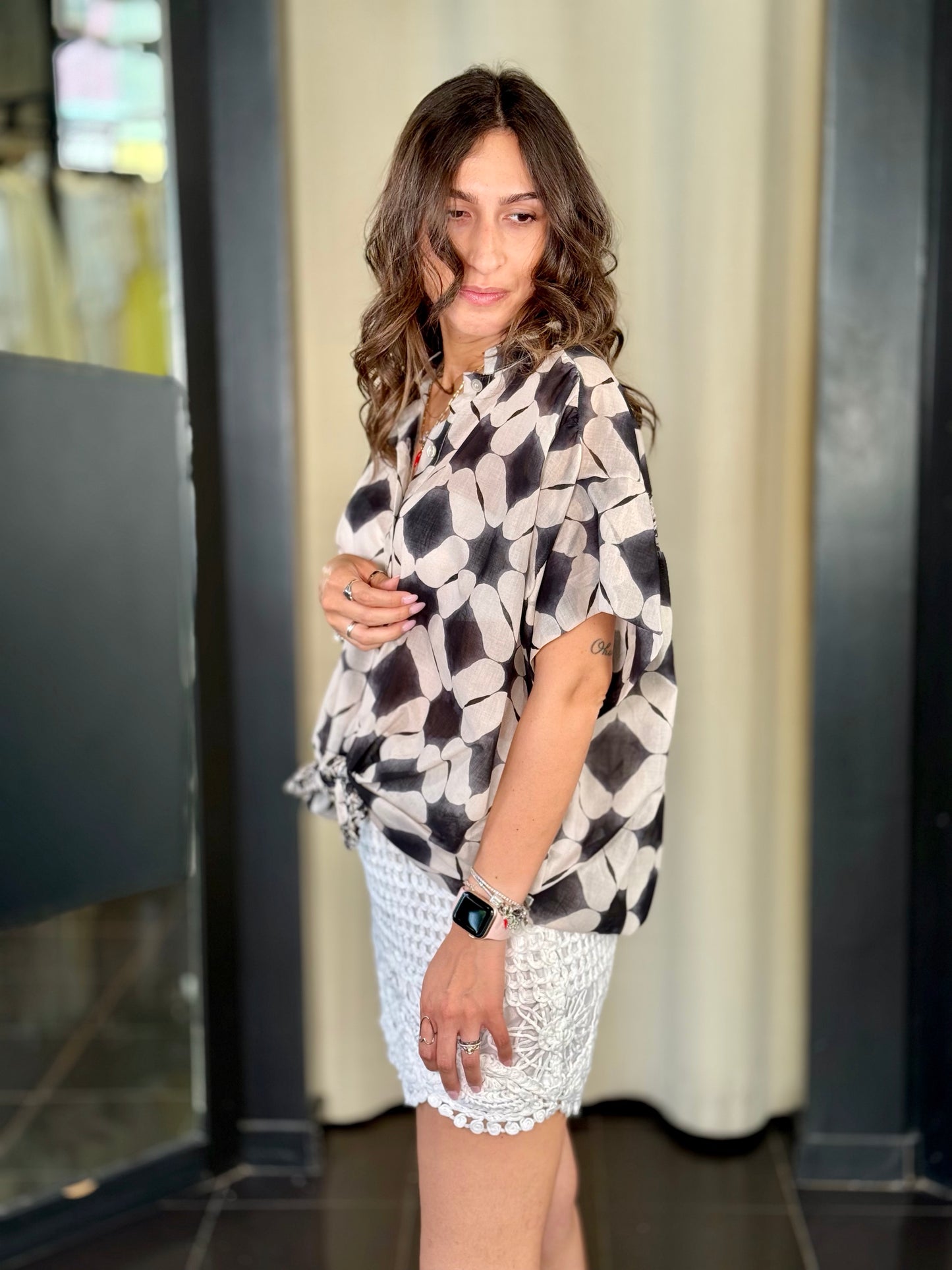 Camicia oversize a rombi in taglia unica 739