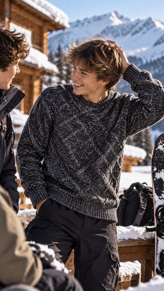 Maglia girocollo mélange nero