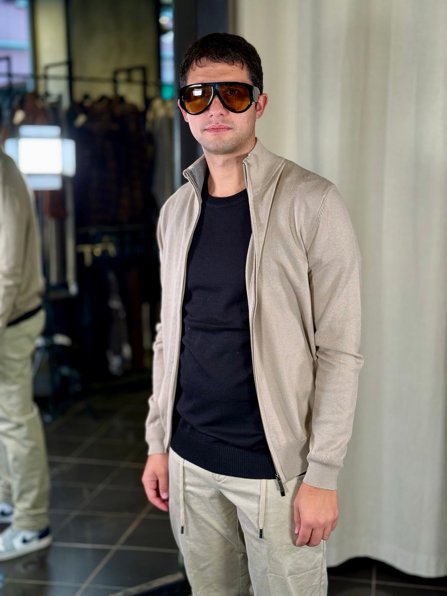 Cardigan con zip beige 2343