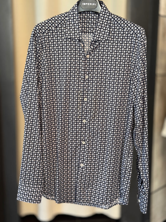Camicia blu in fantasia 2614