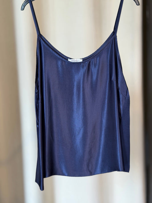 Top blu satinato in taglia unica 2552