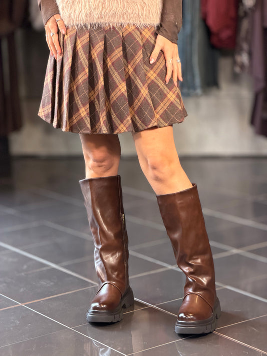 Mini gonna scozzese marrone in taglia unica 2542
