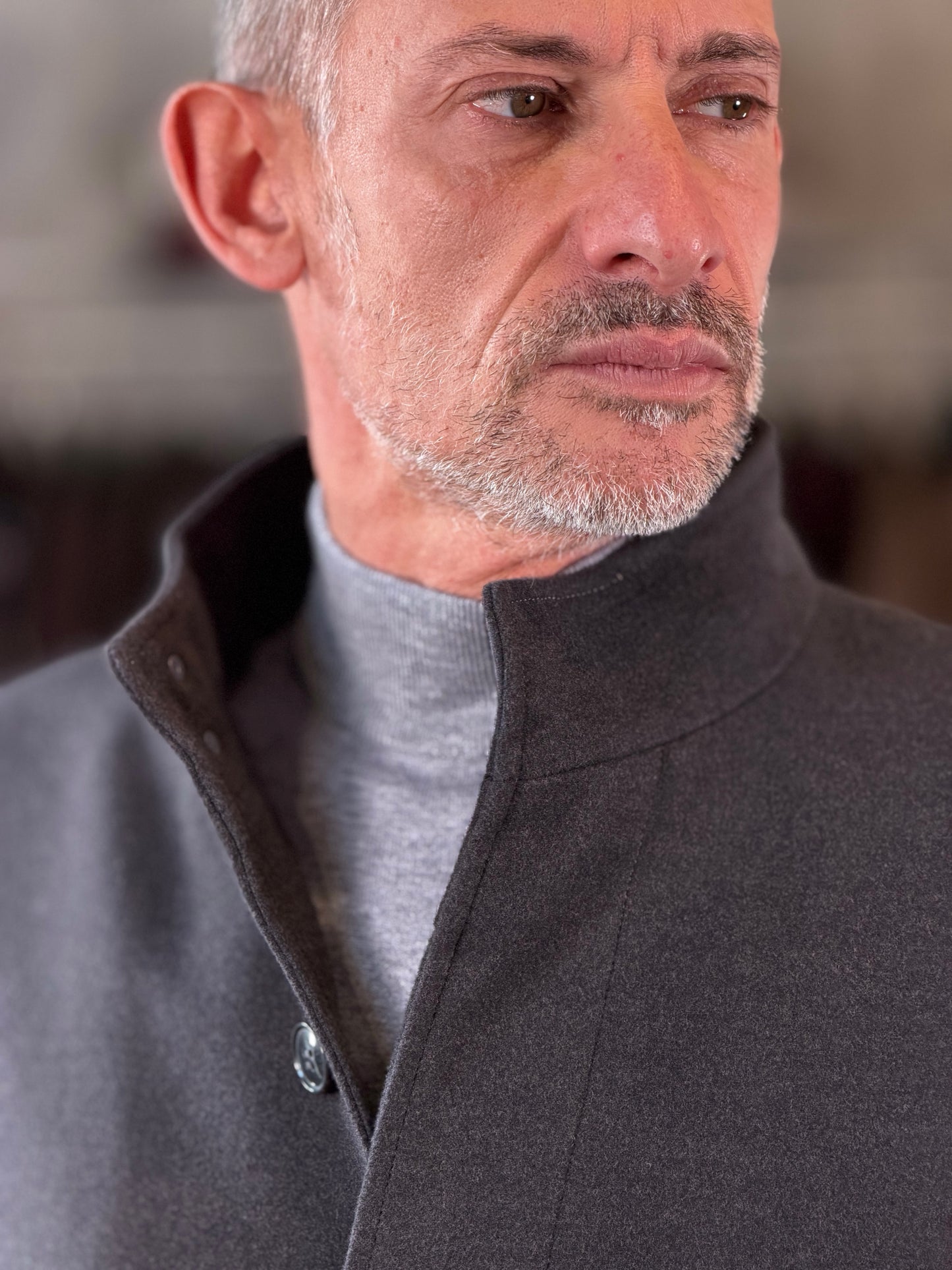 Cappotto con collo coreana grigio 2581