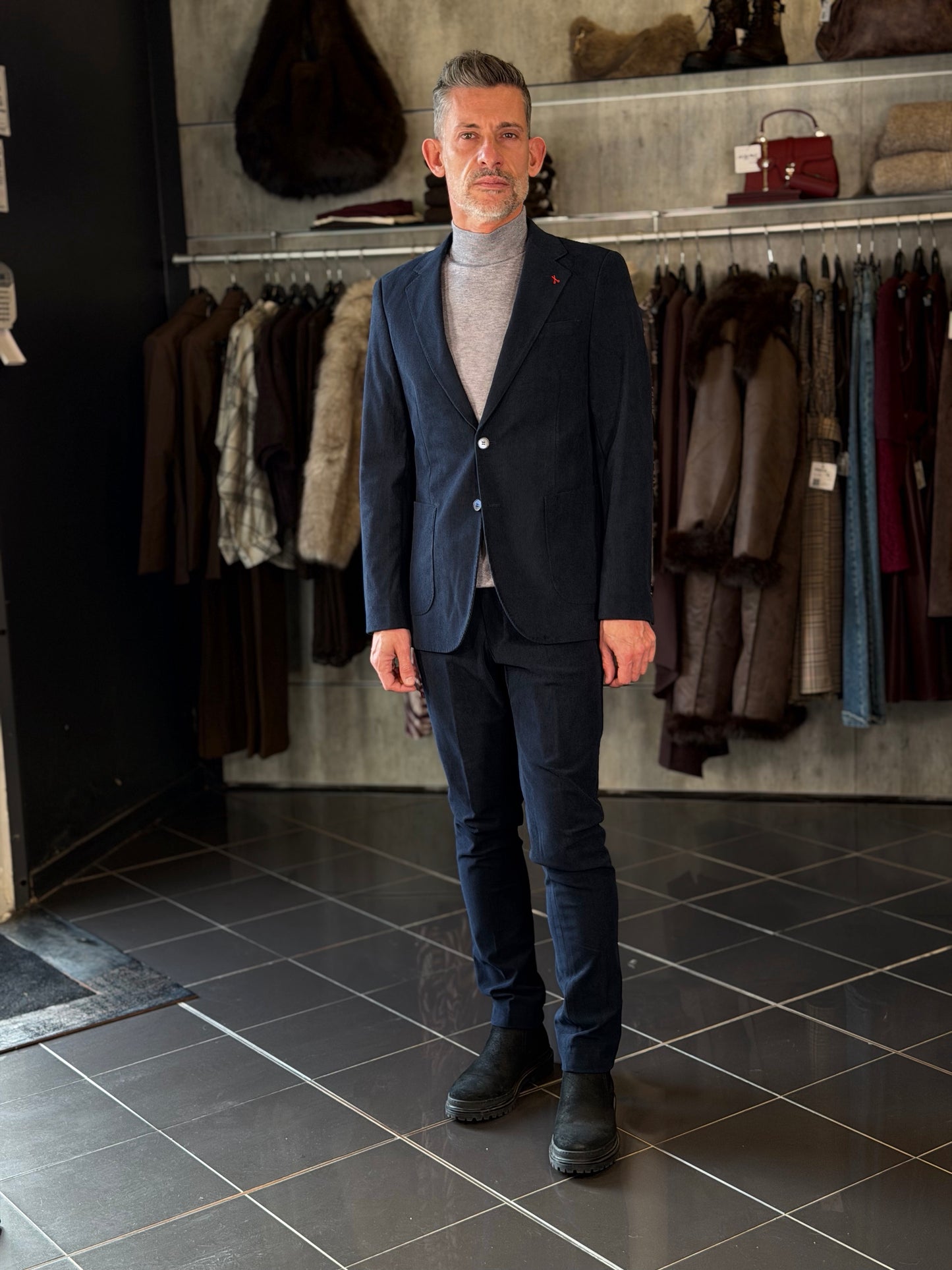 Abito (Giacca + Pantalone) effetto velluto blu 2584