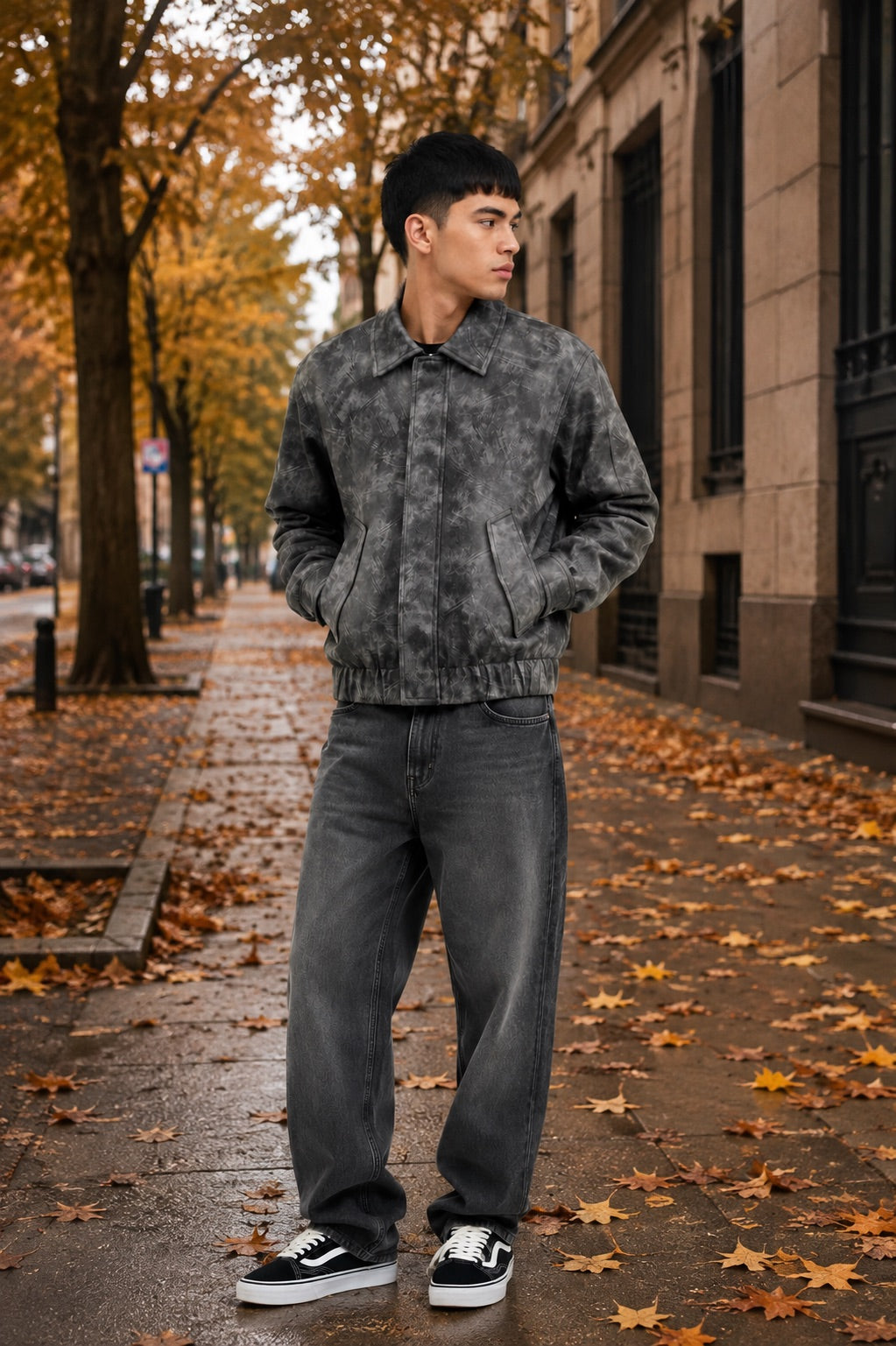 Giubbino bomber in similpelle effetto vintage grigio