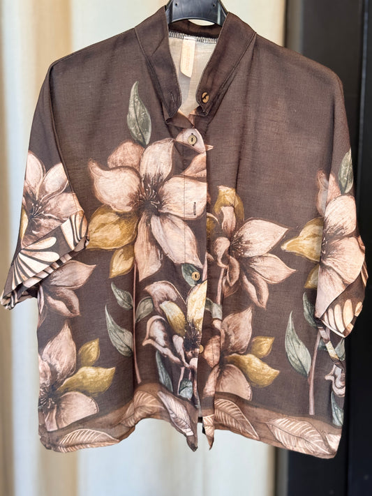 Camicia oversize quadrata a fiori in taglia unica 2748