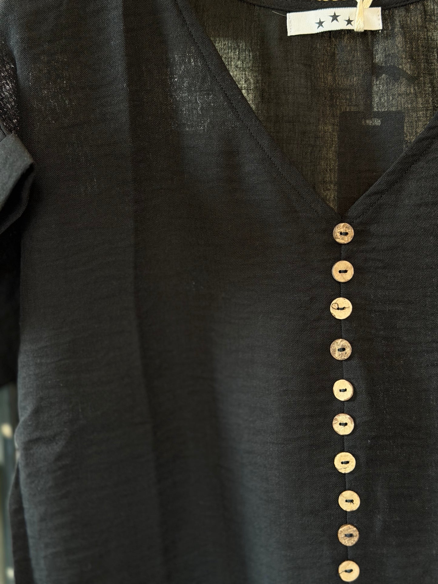 Blusa con fiocco nera con in taglia unica 2470