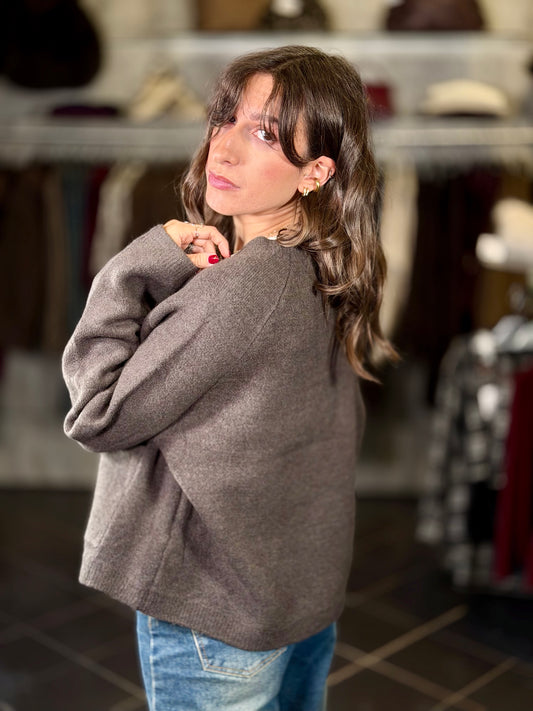 Cardigan grigio antracite quadrato in taglia unica 2398