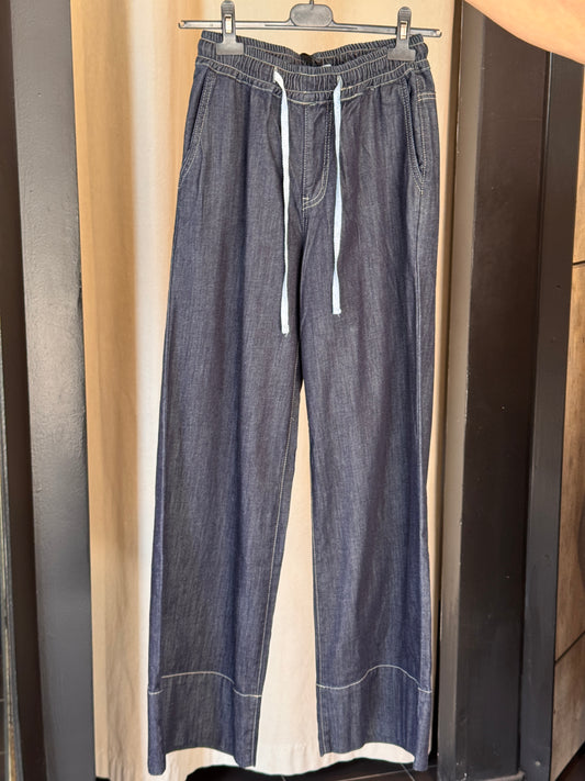 Jeans a palazzo morbido blu scuro con coulisse in taglia unica 2718