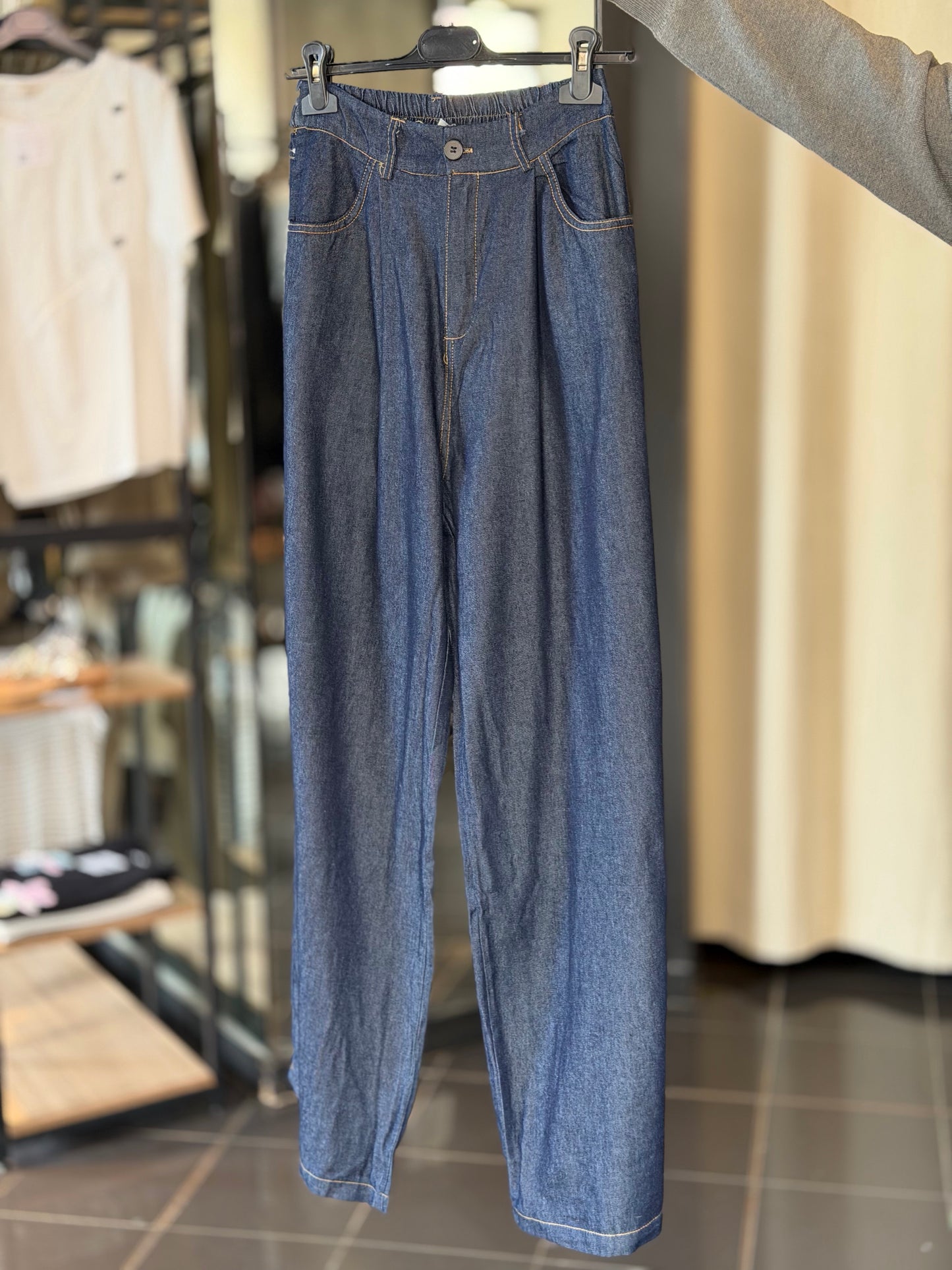 Pantalone effetto denim a palazzo 2477