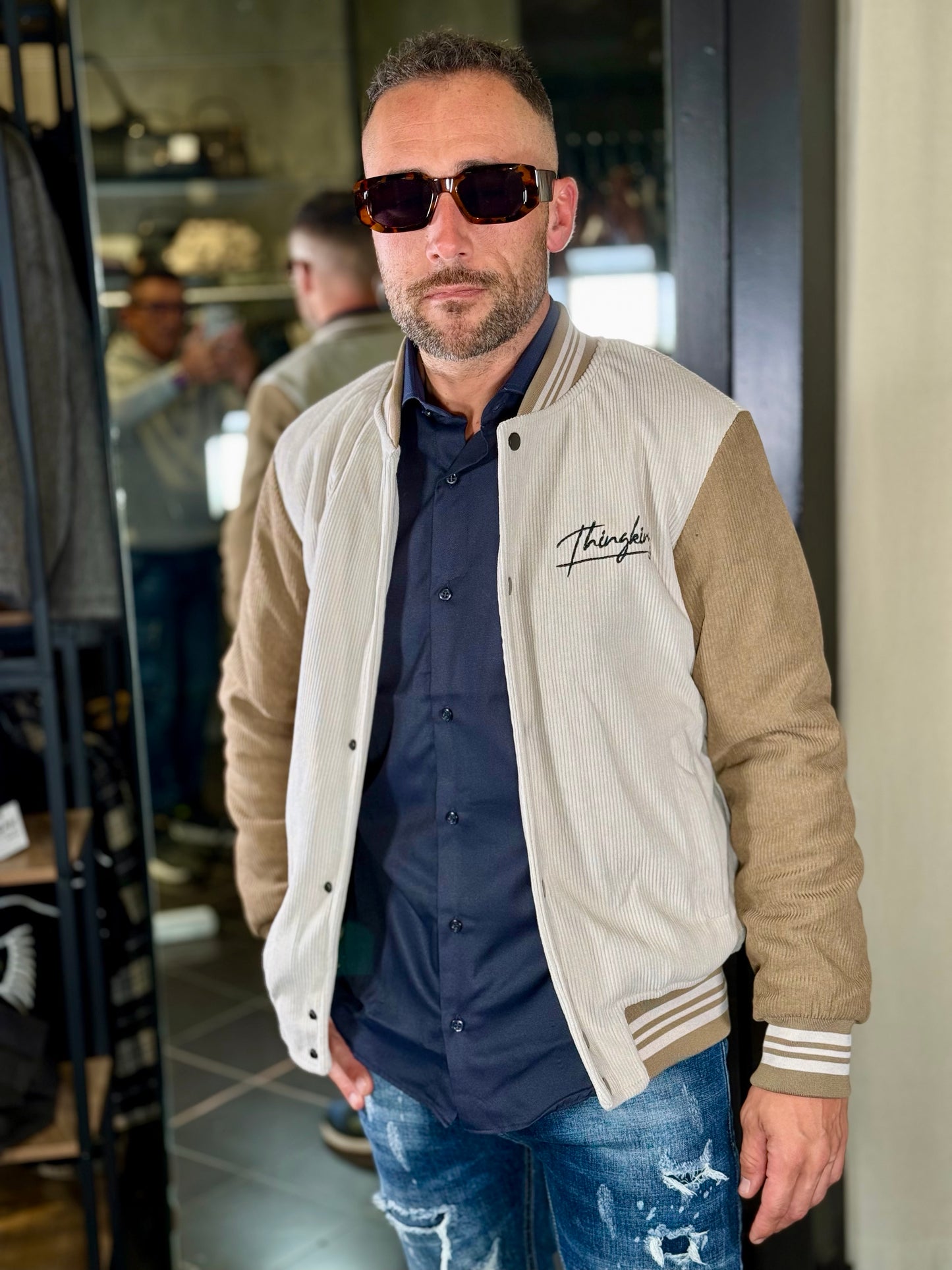 Bomber effetto velluto a coste beige 2128