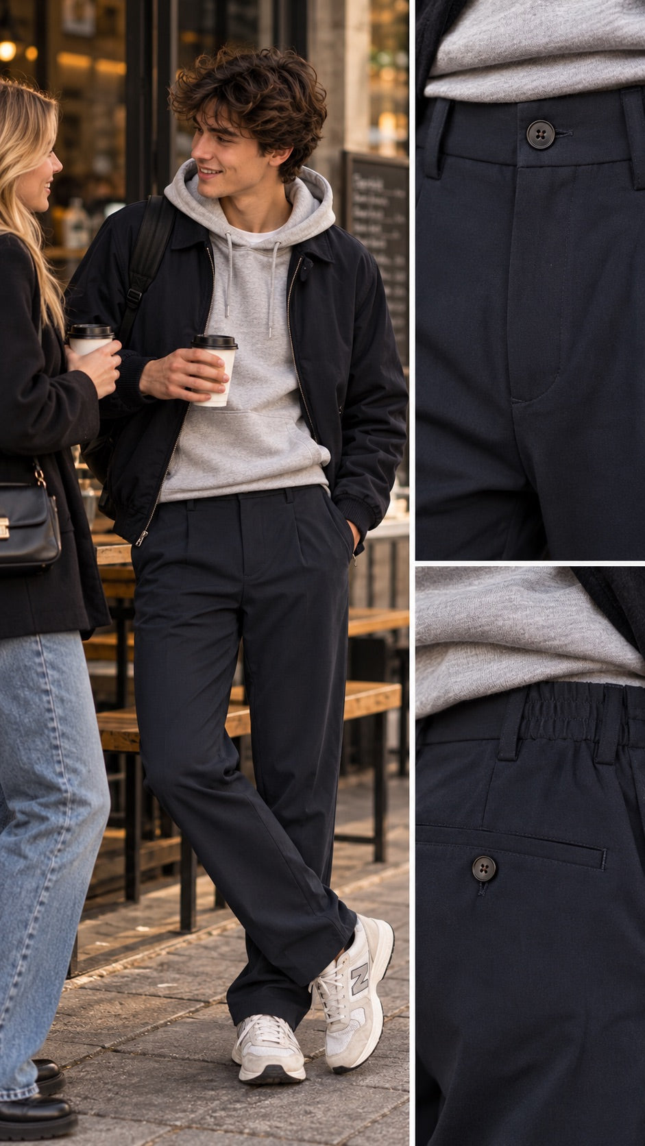Pantalone in stile classico baggy blu navy
