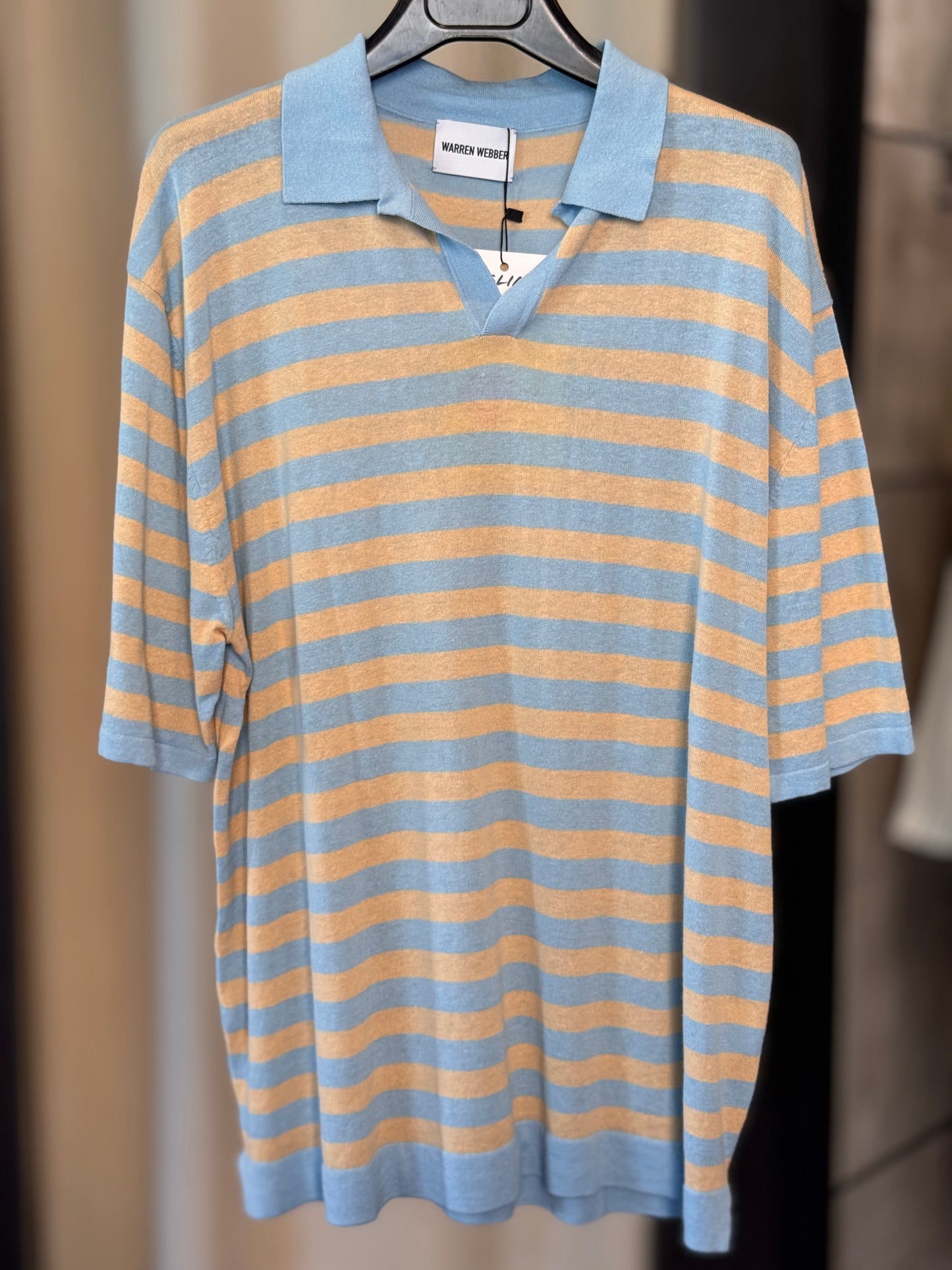 Polo a righe in filo azzurra 2625