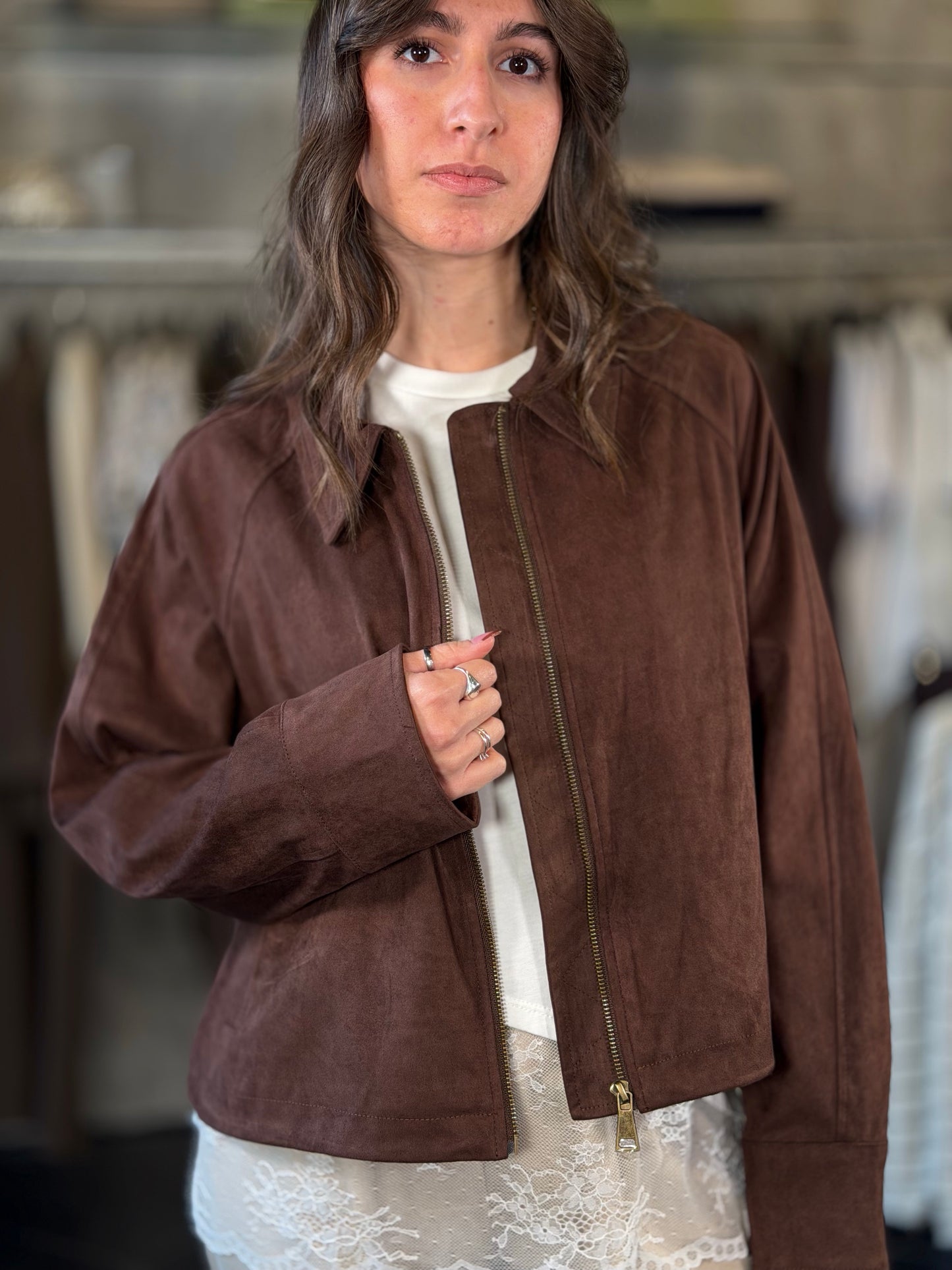 Giubbino in suede marrone 2243