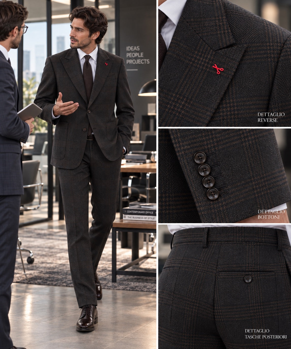 Abito (Giacca + Pantalone) principe di Galles testa di moro e nero