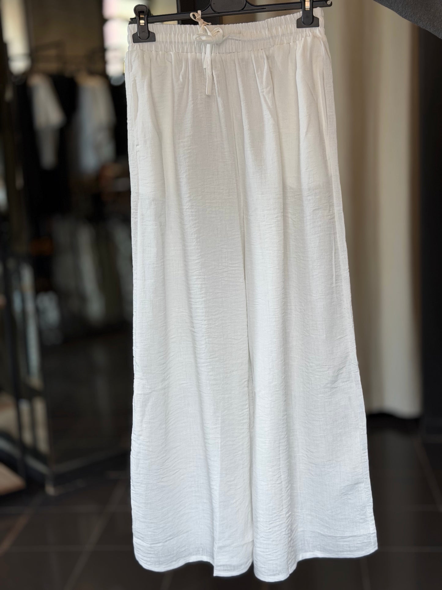 Pantalone a palazzo bianco con coulisse in vita in taglia unica 2469