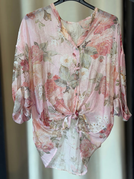 Camicia a fiori rosa in taglia unica 2554