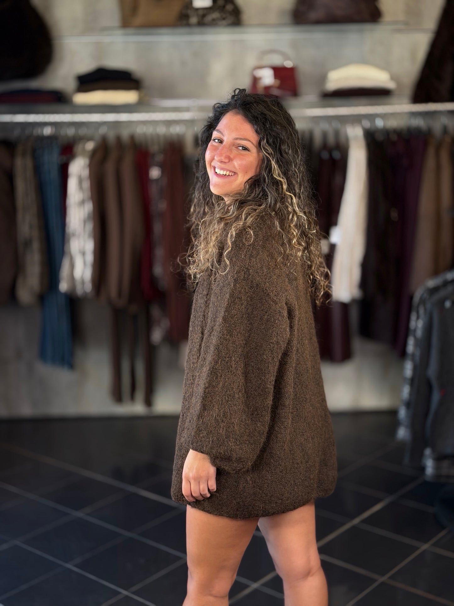 Cardigan marrone in taglia unica 2458