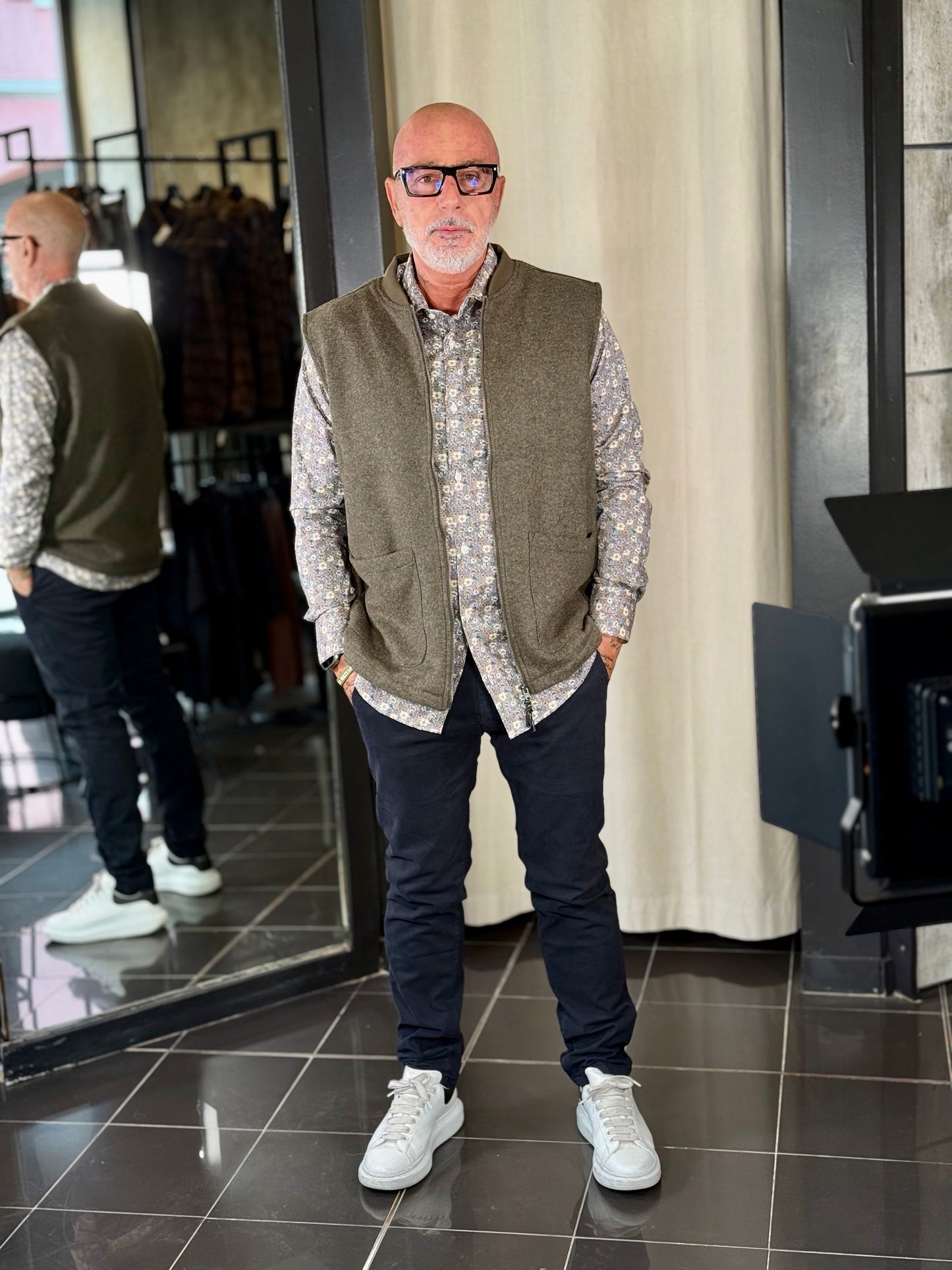 Smanicato effetto lana cotta verde militare 2319