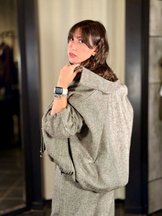 Bomber oversize spigato marrone in taglia unica 2244