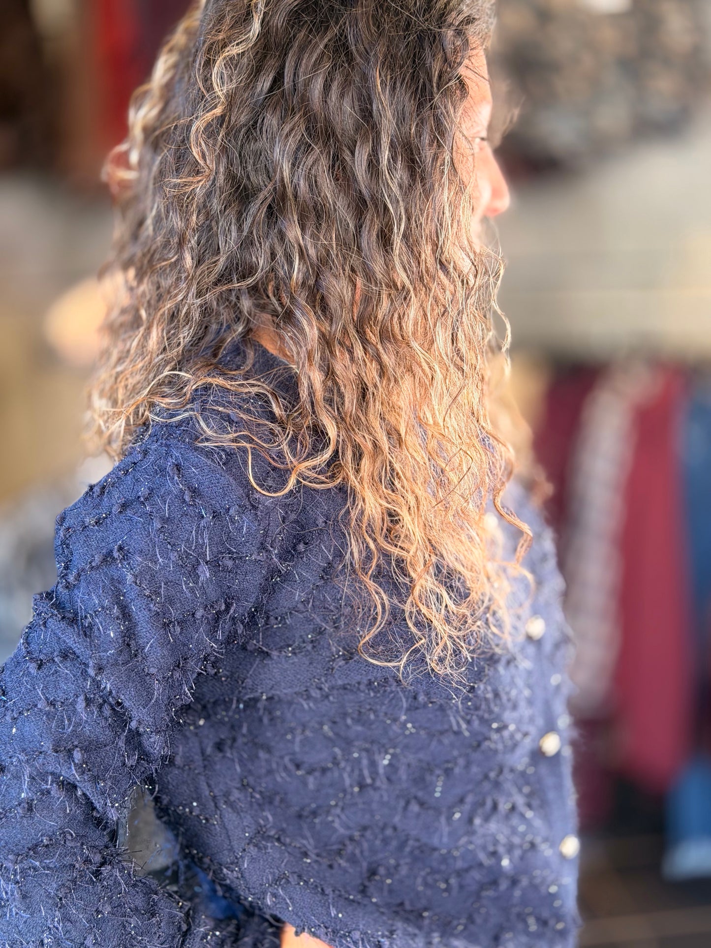 Cardigan blu con filo lurex in taglia unica 2416