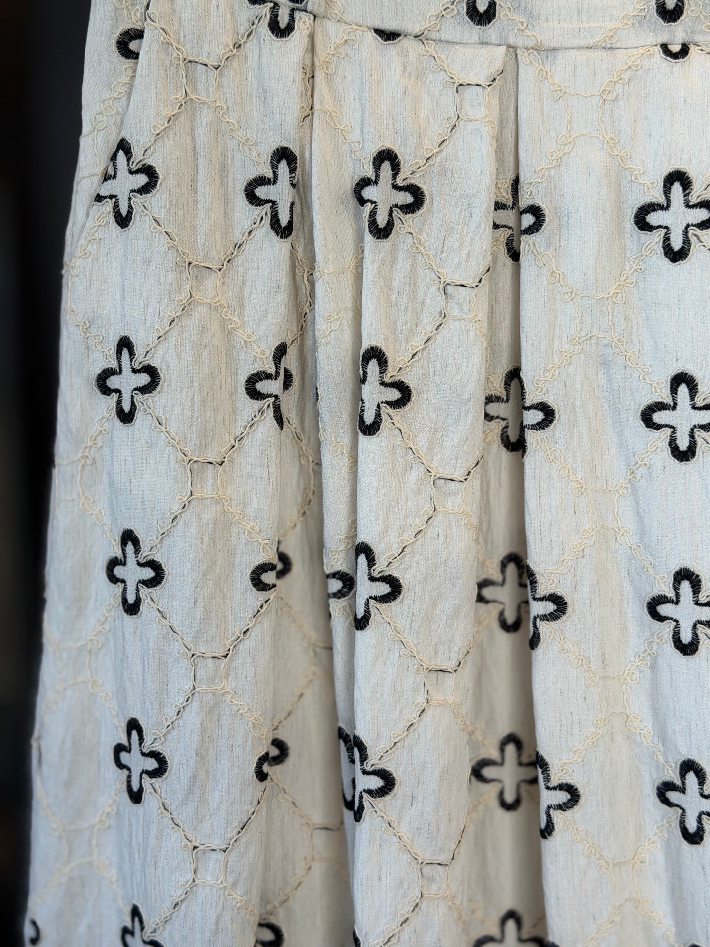 Gonna midi beige con stampa nera in taglia unica 2848