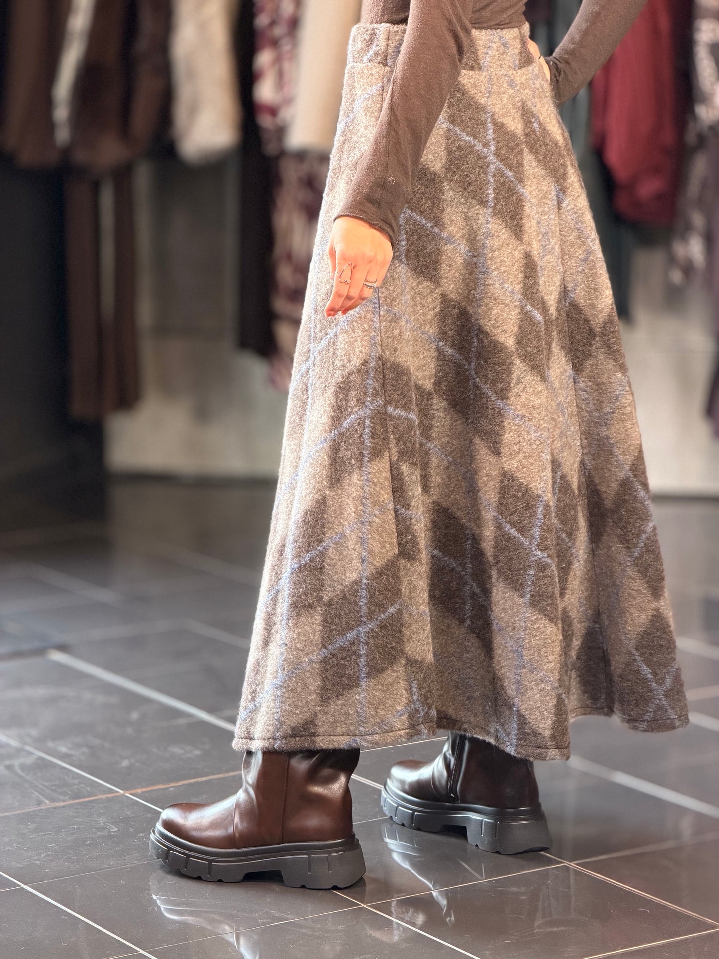 Gonna lunga in lana grigia in taglia unica 2633