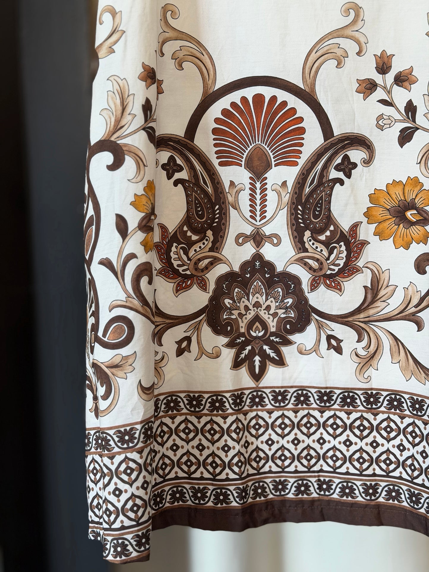 Abito a trapezio fantasia marrone e beige in taglia unica 2505